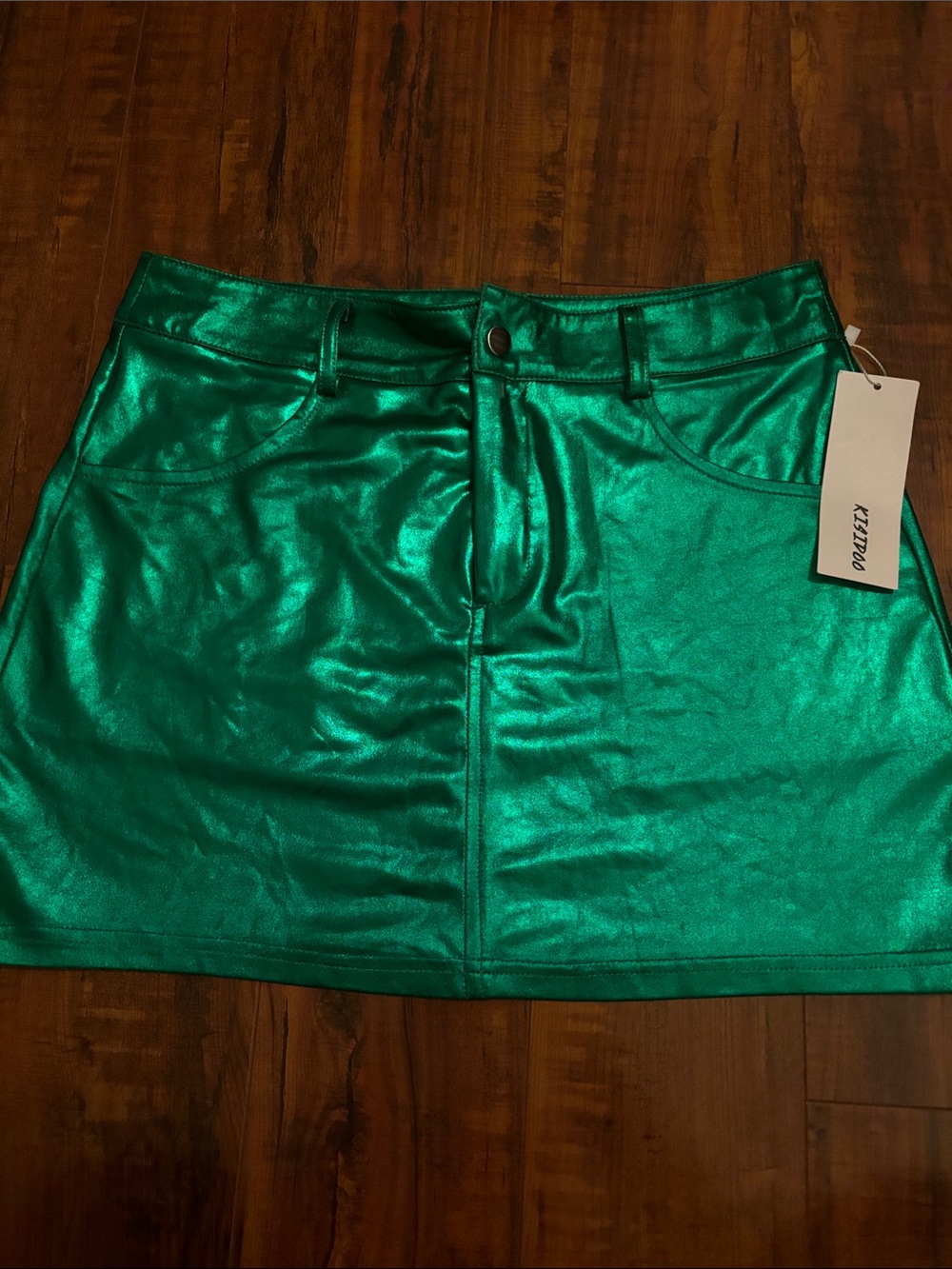 Amazon Shiny Emerald Green Mini Skirt